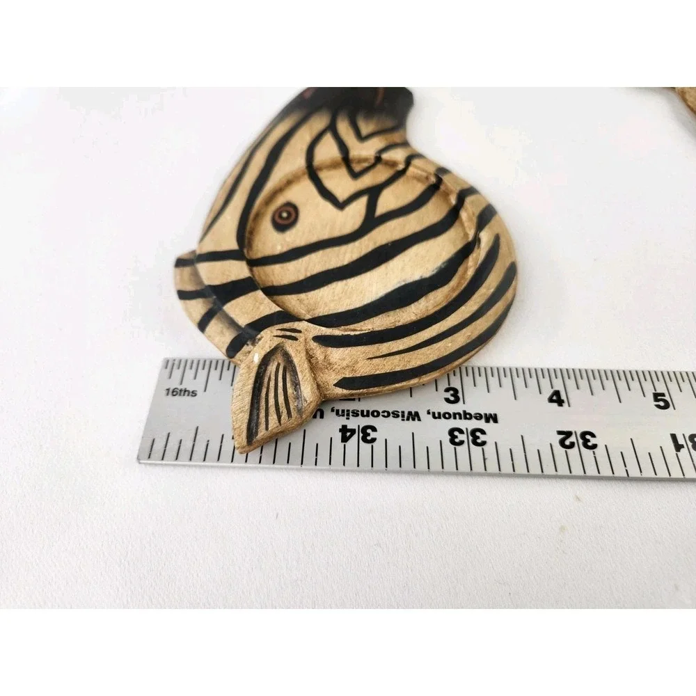 Zebra Head Wood Coasters Set Holder Lily M Wilson Hand Painted Safari MCM VTG